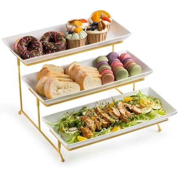 3 Tier Serving Stand and Platters Set Serving Platters with Collapsible Sturdier - Picture 8 of 8